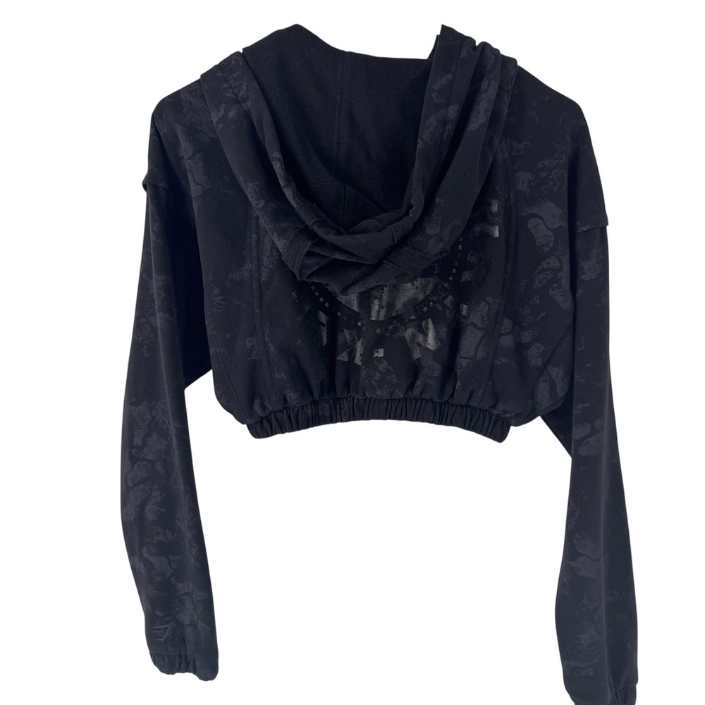 Gymshark Womens Animal Graphic Cropped Full Zip Hoodie Black Grey B2A2K Small - Picture 5 of 11